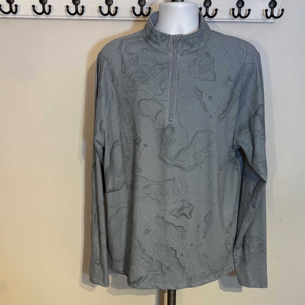 Sunday Men's Light Gray Topographic Quarter-Zip Jacket Golf